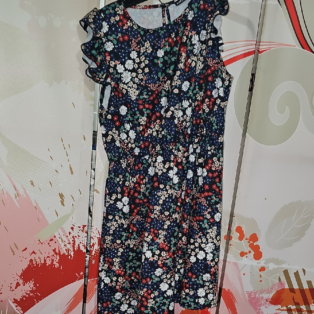 SHEIN Floral Print Dress with Ruffle Sleeves